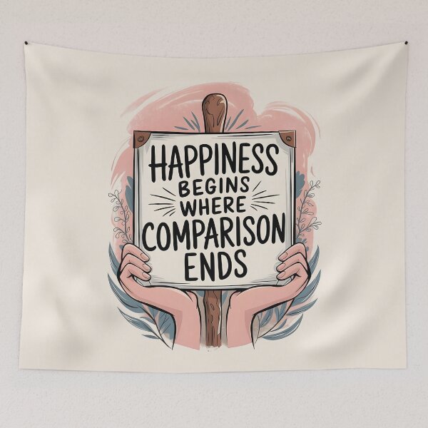 Item preview, Happiness Begins Where Comparison Ends, Inspirational Mental Health Reminder designed and sold by MoMidoStore.
