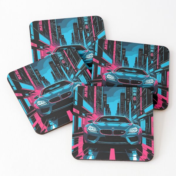 Item preview, B.W M6 Power of the 6 series coupe, street racing vibe, high contrast neon cyberpunk city 2 designed and sold by Neon G.