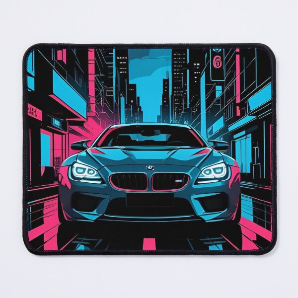 Item preview, B.W M6 Power of the 6 series coupe, street racing vibe, high contrast neon cyberpunk city 2 designed and sold by Neon G.