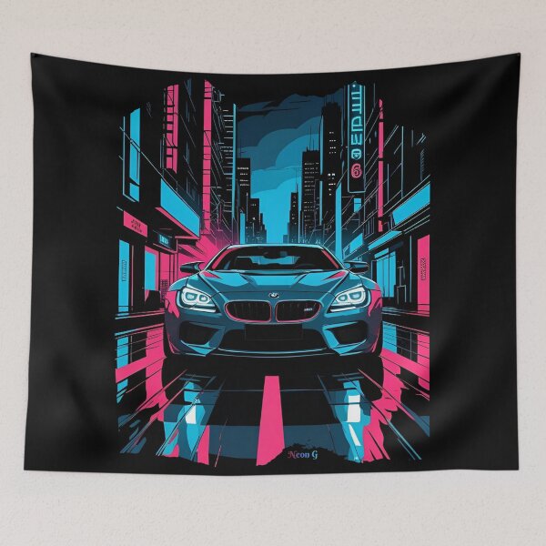 Item preview, B.W M6 Power of the 6 series coupe, street racing vibe, high contrast neon cyberpunk city 2 designed and sold by Neon G.