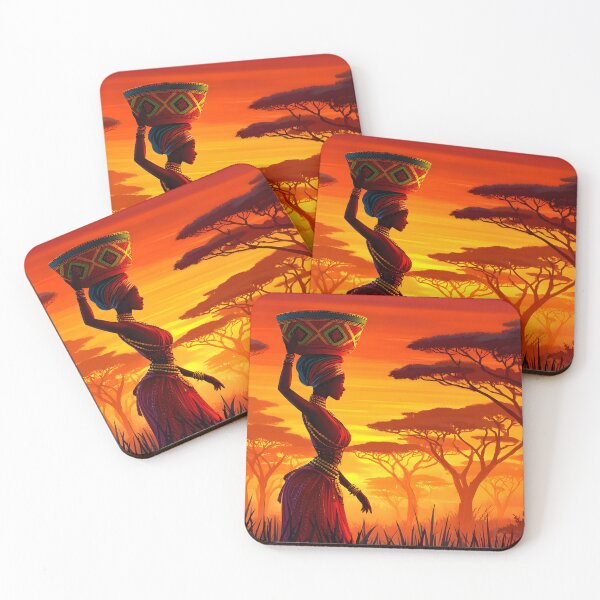 Item preview, Woman at Sunset with Basket in African Landscape designed and sold by Artessie.