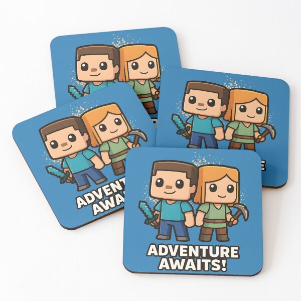 Item preview, Minecraft Steve & Alex Chibi – Adventure Awaits Sticker. designed and sold by Cube-Man.