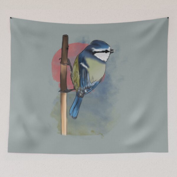 Item preview, Perching Blue Tit Watercolor Bird  designed and sold by Anhngoquocbi.