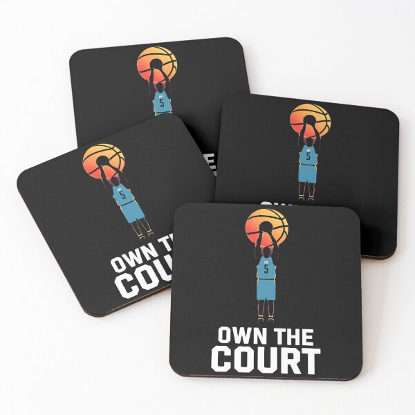Item preview, Basketball Player silhouette standing tall with glowing hoop behind white text-Own The Court 4 designed and sold by Neon G.