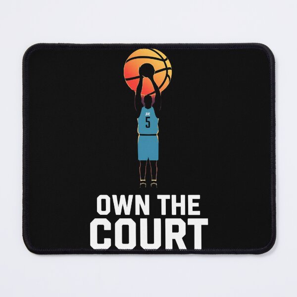 Item preview, Basketball Player silhouette standing tall with glowing hoop behind white text-Own The Court 4 designed and sold by Neon G.
