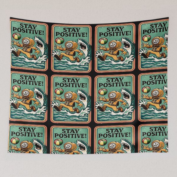 Item preview, Stay Positive Retro Diver – Shark Motivational designed and sold by creativerooney.
