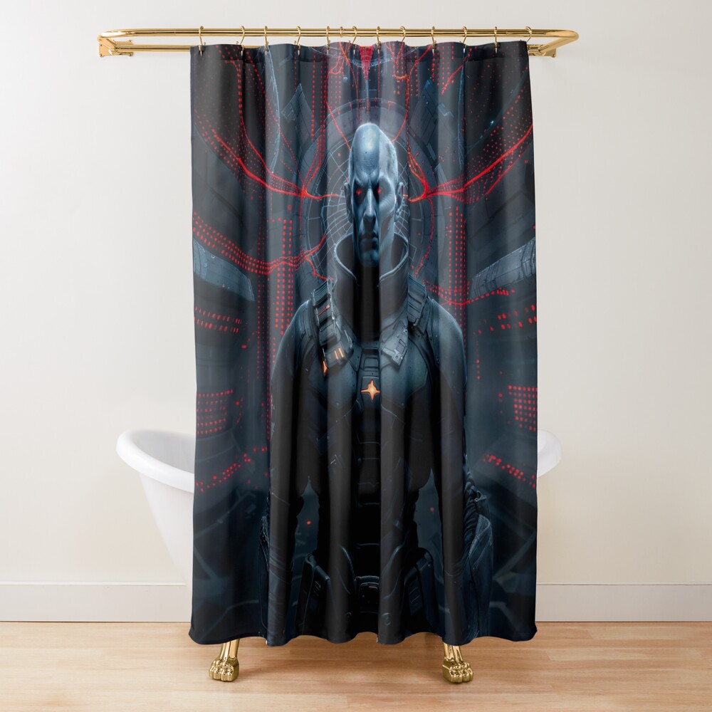 Echoes Of The Void: Man's Fate Amidst AI Domination Perplexing AI Concept Art by Xzendor7 Decorative Art Print Shower Curtain