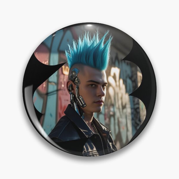 Item preview, Punk biohackeado con mohawk e implantes 4 designed and sold by Neon G.