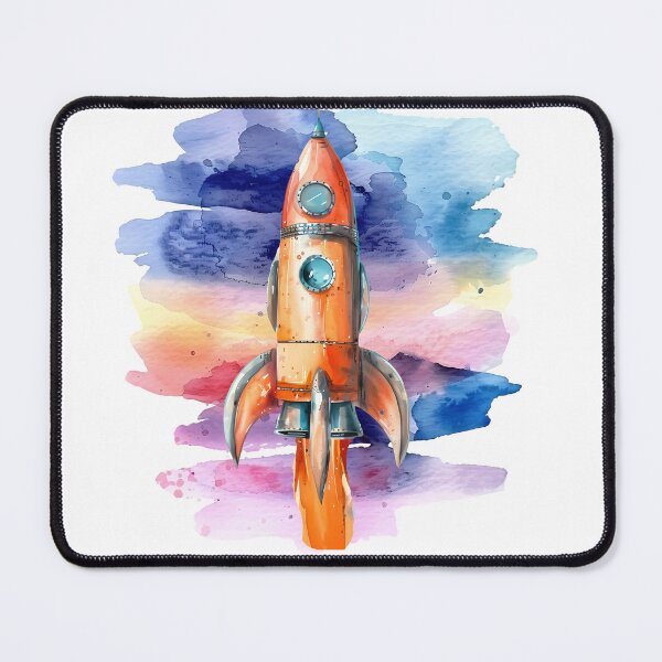 Item preview, Watercolor Rocket Ship Art – Space Adventure Design designed and sold by DesignArtist.ia.