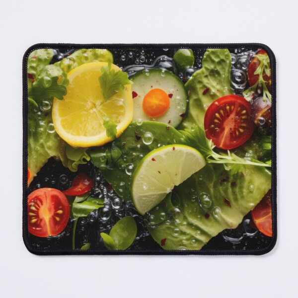 Item preview, Fresh vegetable salad with citrus, cherry tomatoes, and lettuce in water splash, AI generated designed and sold by dvoevnore.