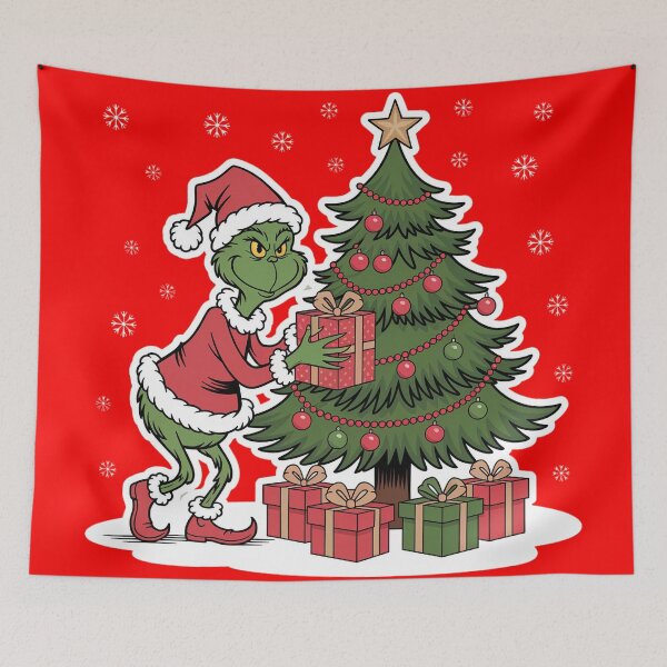Item preview, Grinch Stealing Presents – Funny Christmas Cartoon Illustration designed and sold by Thompika.