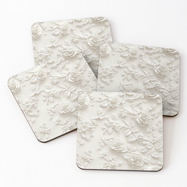Item preview, Elegant White Rose Emboss - Floral Texture Print designed and sold by Queen Faceless Designs.