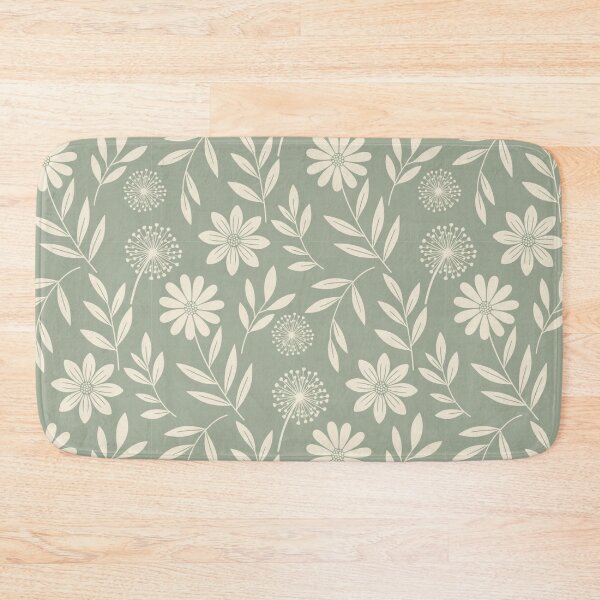 Item preview, Cream Floral Seamless Pattern on Sage Green designed and sold by HolmeProud.