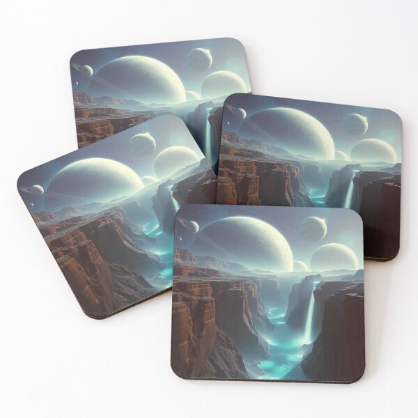 Item preview, Cosmic Waterfalls – Alien Planet under Twin Moons designed and sold by Shouganai-Mind.
