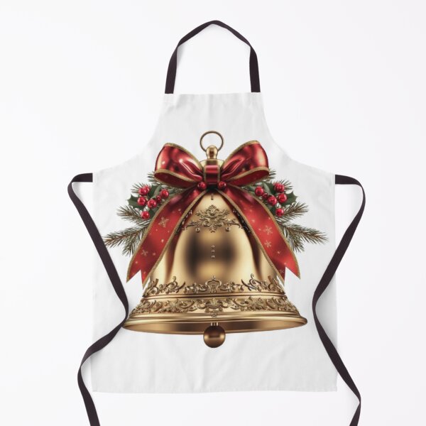 Item preview, Golden Christmas Bell with Red Bow – Festive Holiday Design designed and sold by AlexLineArt.