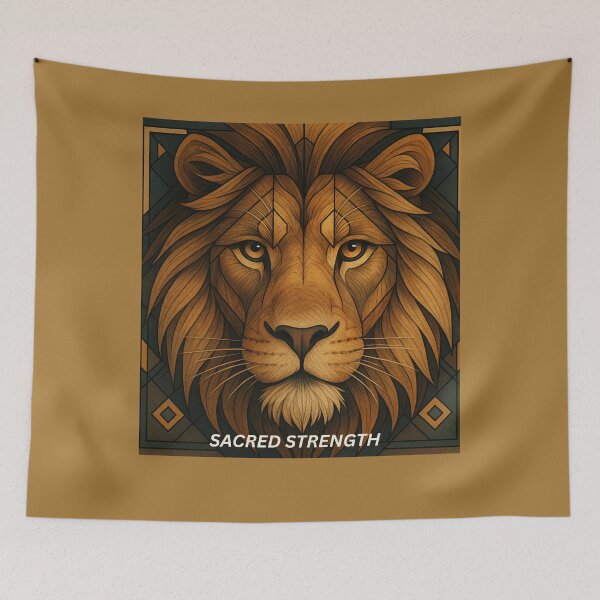 Item preview, Sacred Strength – Geometric Lion Art designed and sold by GeoWild Designs.