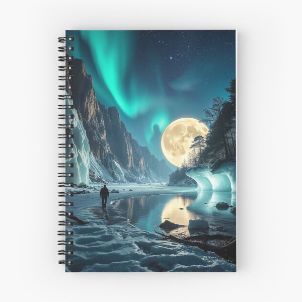 Item preview, Aurora Reflections – Surreal Moon over Frozen Lake designed and sold by Shouganai-Mind.