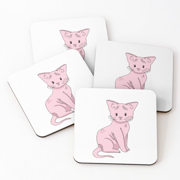 Item preview, Pink Hairless Sphinx Cat Kawaii Illustration  designed and sold by casserolepets.