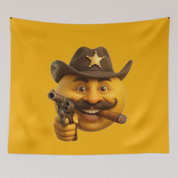 Item preview, The sheriff is always right, Sheriff, Smoking cowboy, Smoking sheriff, Cool cowboy, Cool sheriff, Smile, Typography, Smile, Face, He, She. designed and sold by 2012DreamVision.