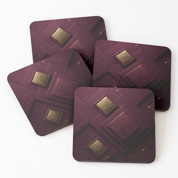 Item preview, Luxury Abstract 3D art Burgundy and Gold Geometric  designed and sold by DemureArtsy.