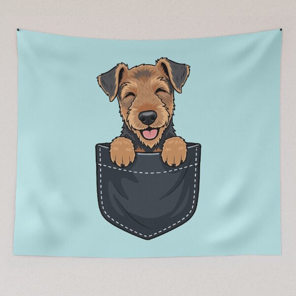 Item preview, Airedale Terrier Puppy in Pocket – Cute Cartoon Dog Lover designed and sold by The Real Life Symphony.