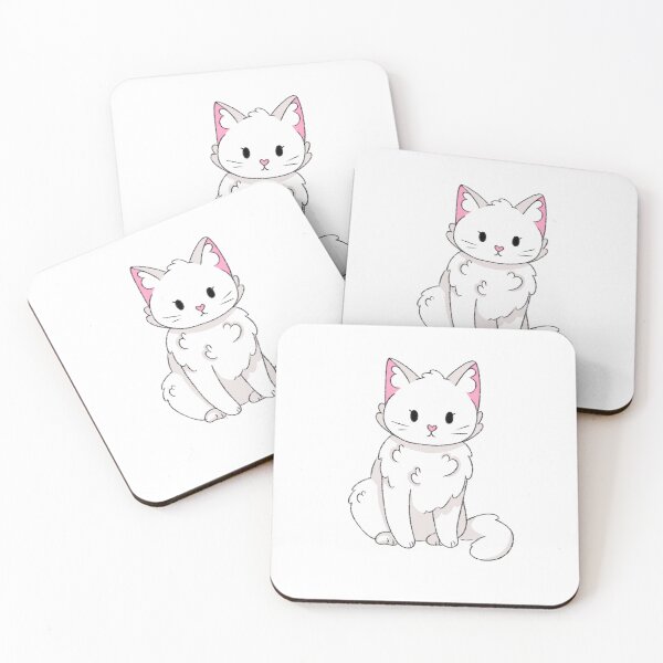 Item preview, Fluffy White Cat Kawaii Illustration  designed and sold by casserolepets.