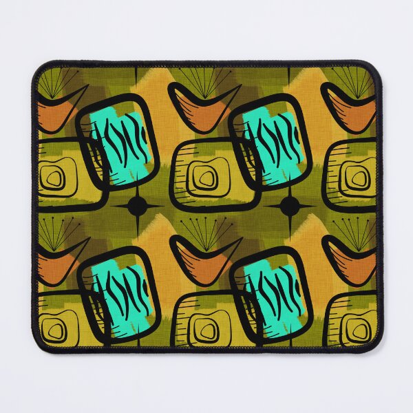 Item preview, Snazzy Fifties Mid-Century Modern Style Plants Gold Green Aqua Orange designed and sold by CheriesArt.