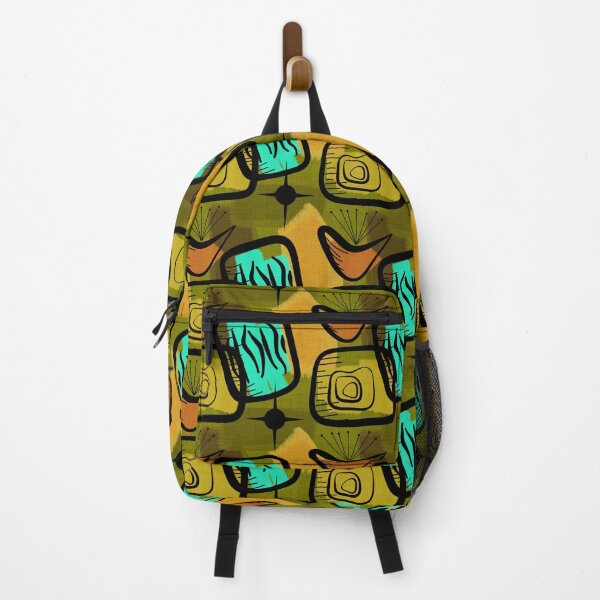 Item preview, Snazzy Fifties Mid-Century Modern Style Plants Gold Green Aqua Orange designed and sold by CheriesArt.