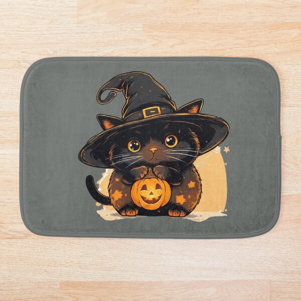 Item preview, Black Cat Halloween Witch with Pumpkin designed and sold by KhAIa Reeve Art Studio.