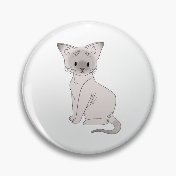 Item preview, Grey Hairless Sphinx Cat Kawaii Illustration  designed and sold by casserolepets.