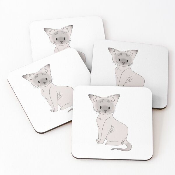 Item preview, Grey Hairless Sphinx Cat Kawaii Illustration  designed and sold by casserolepets.