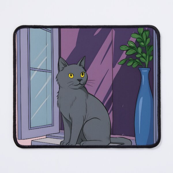 Item preview, Moonlit Grey Window Cat | Wall Art designed and sold by Whimsical Cat Designs.