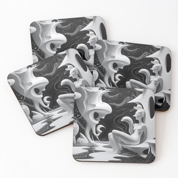 Item preview, Black and White Surreal Abstract Vision designed and sold by ShadeScapeArt.