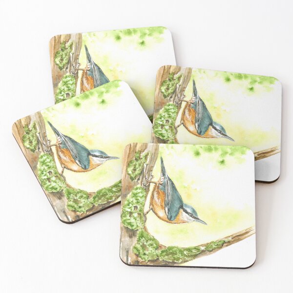 Item preview, Watercolor Nuthatch – Bird Art Illustration designed and sold by BelliCreativi.