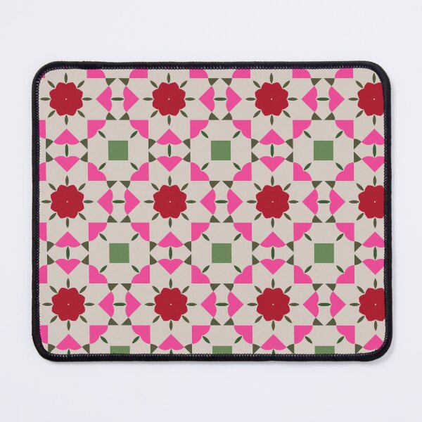 Item preview, Red Pink Green Rosette Tile Pattern designed and sold by JuneJournal.