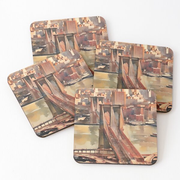 Item preview, Sunrise on the Brooklyn Bridge designed and sold by RCWatercolours.