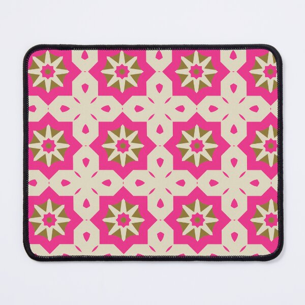 Item preview, Fuchsia Pink Star Floral Grid Pattern designed and sold by JuneJournal.