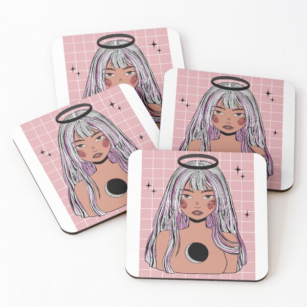 Item preview, Angel - Line Art Girl Sticker – Manga-Inspired Illustration designed and sold by cecilianan.