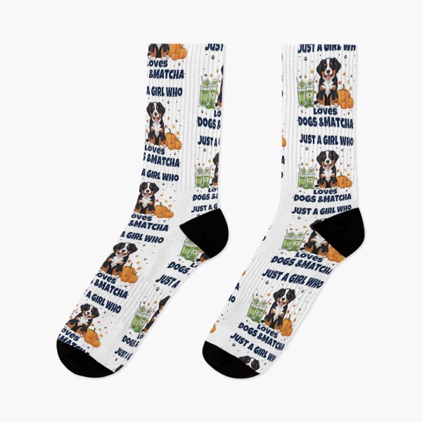 Item preview, Just a Girl Who Loves Dogs & Matcha – Bernese Mountain Puppy Cute Cartoon designed and sold by The Real Life Symphony.