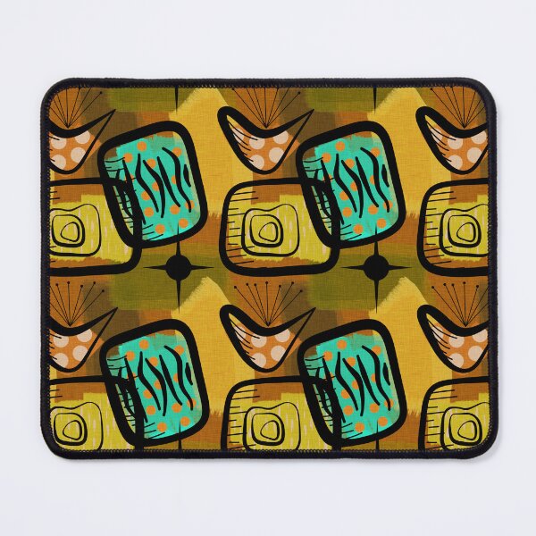 Item preview, Fifties Mid-Century Modern Style Plants Gold Green Aqua Orange designed and sold by CheriesArt.