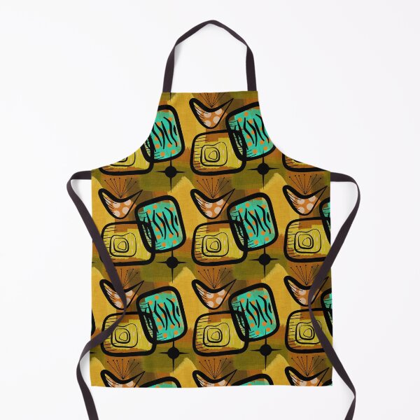 Item preview, Fifties Mid-Century Modern Style Plants Gold Green Aqua Orange designed and sold by CheriesArt.