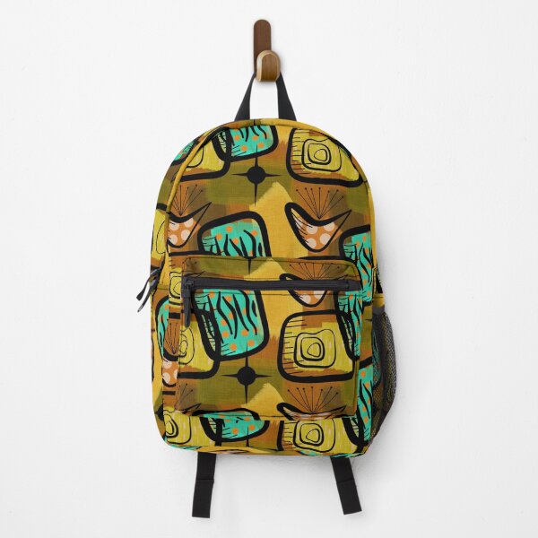 Item preview, Fifties Mid-Century Modern Style Plants Gold Green Aqua Orange designed and sold by CheriesArt.