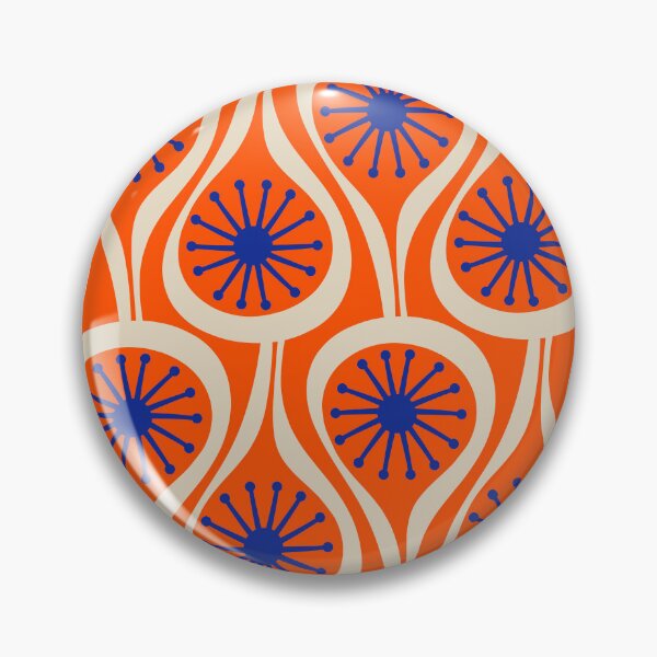 Item preview, Mid Century Modern Atomic Drops Bright Retro Orange Blue Beige Pattern designed and sold by kierkegaard.