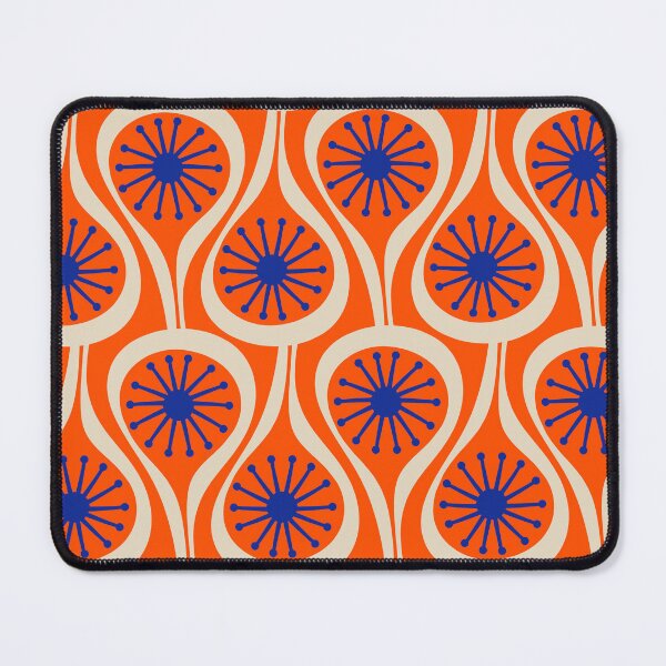 Item preview, Mid Century Modern Atomic Drops Bright Retro Orange Blue Beige Pattern designed and sold by kierkegaard.
