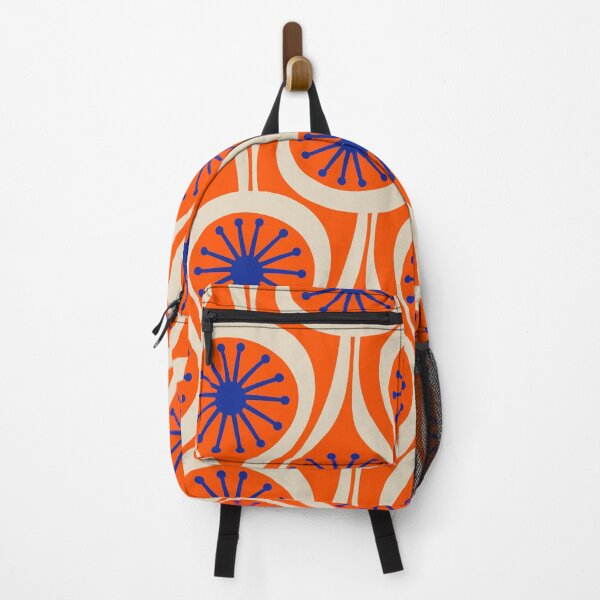 Item preview, Mid Century Modern Atomic Drops Bright Retro Orange Blue Beige Pattern designed and sold by kierkegaard.