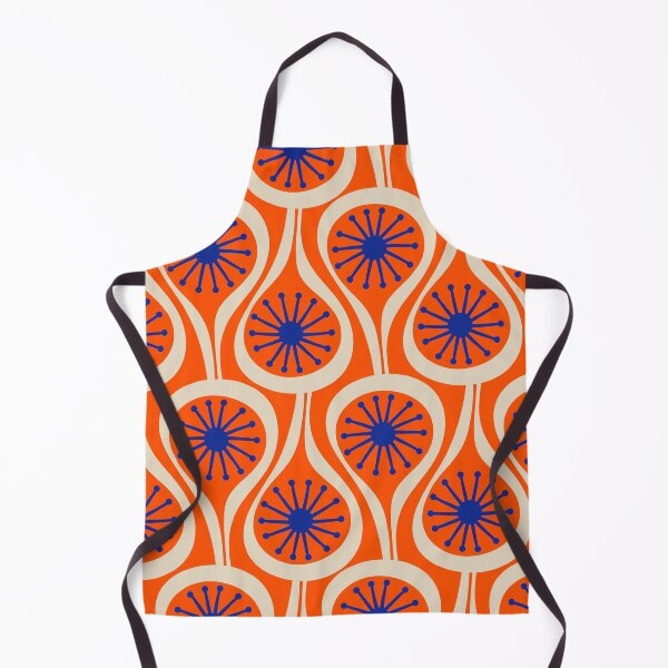 Item preview, Mid Century Modern Atomic Drops Bright Retro Orange Blue Beige Pattern designed and sold by kierkegaard.
