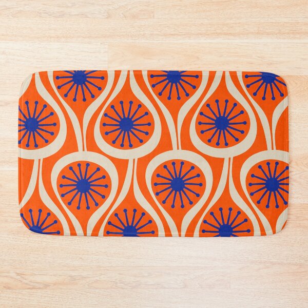 Item preview, Mid Century Modern Atomic Drops Bright Retro Orange Blue Beige Pattern designed and sold by kierkegaard.