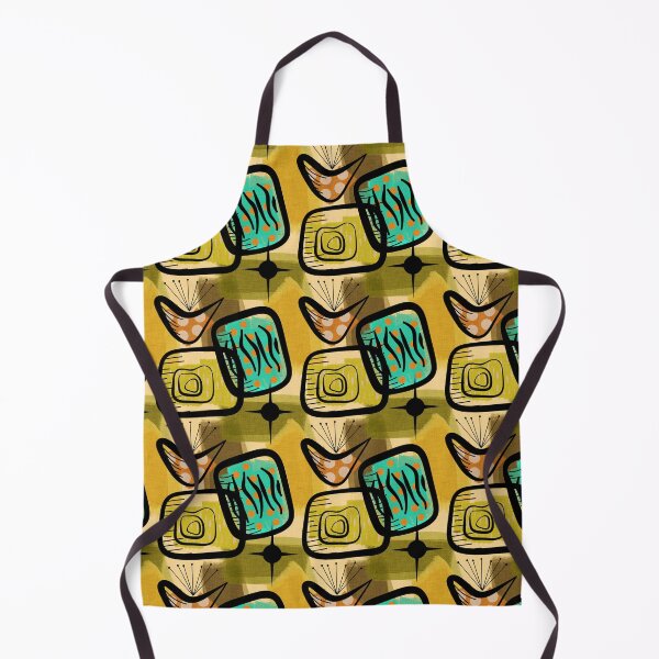 Item preview, Mid-Century Modern Style Plants Gold Green Aqua Orange designed and sold by CheriesArt.
