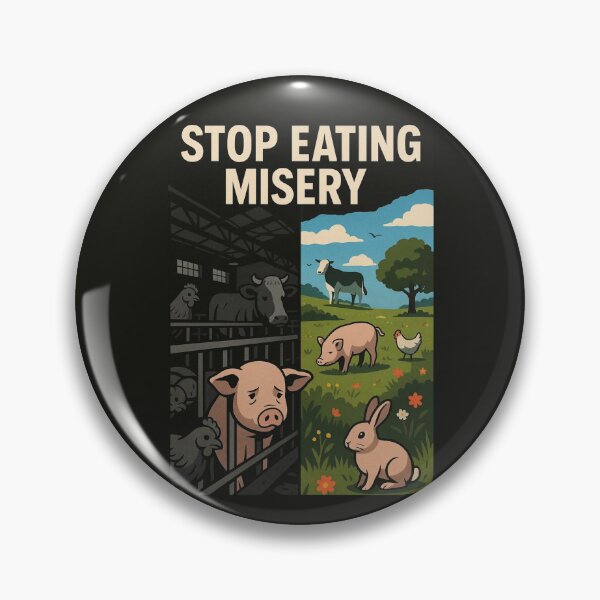Item preview, Stop Eating Misery Go Vegan Plant Based Factory Farming Animal Suffering Slaughter Veganism designed and sold by Annika Shurafa.