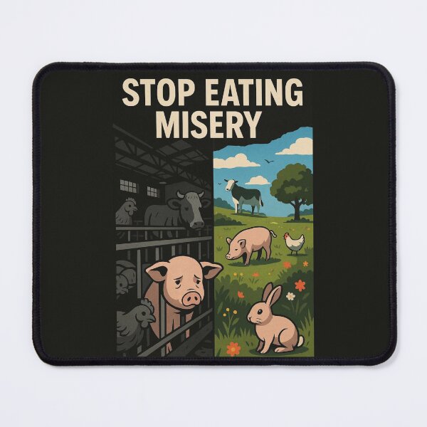 Item preview, Stop Eating Misery Go Vegan Plant Based Factory Farming Animal Suffering Slaughter Veganism designed and sold by Annika Shurafa.